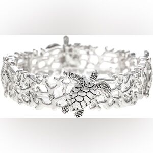 Ocean-Inspired Silver Turtle Bracelet